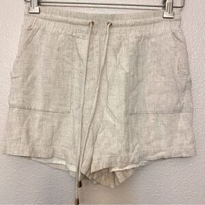 Allie Rose White ivory hi rise Elastic pull on coastal beachy shorts linen S